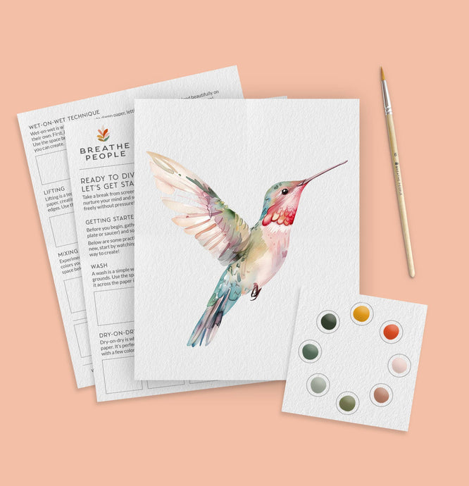All-In-One Beginner Watercolor Kit - Hummingbird | Breathe People