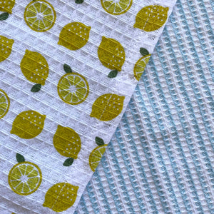 fort & field | 100% cotton lemon and check kitchen dishcloths - set of 2