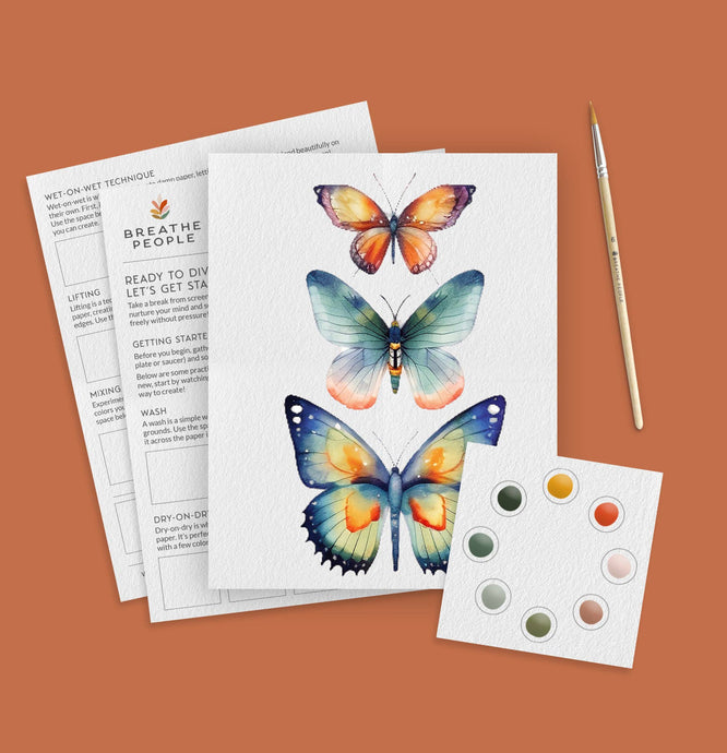 All-In-One Beginner Watercolor Kit - Butterflies | Breathe People
