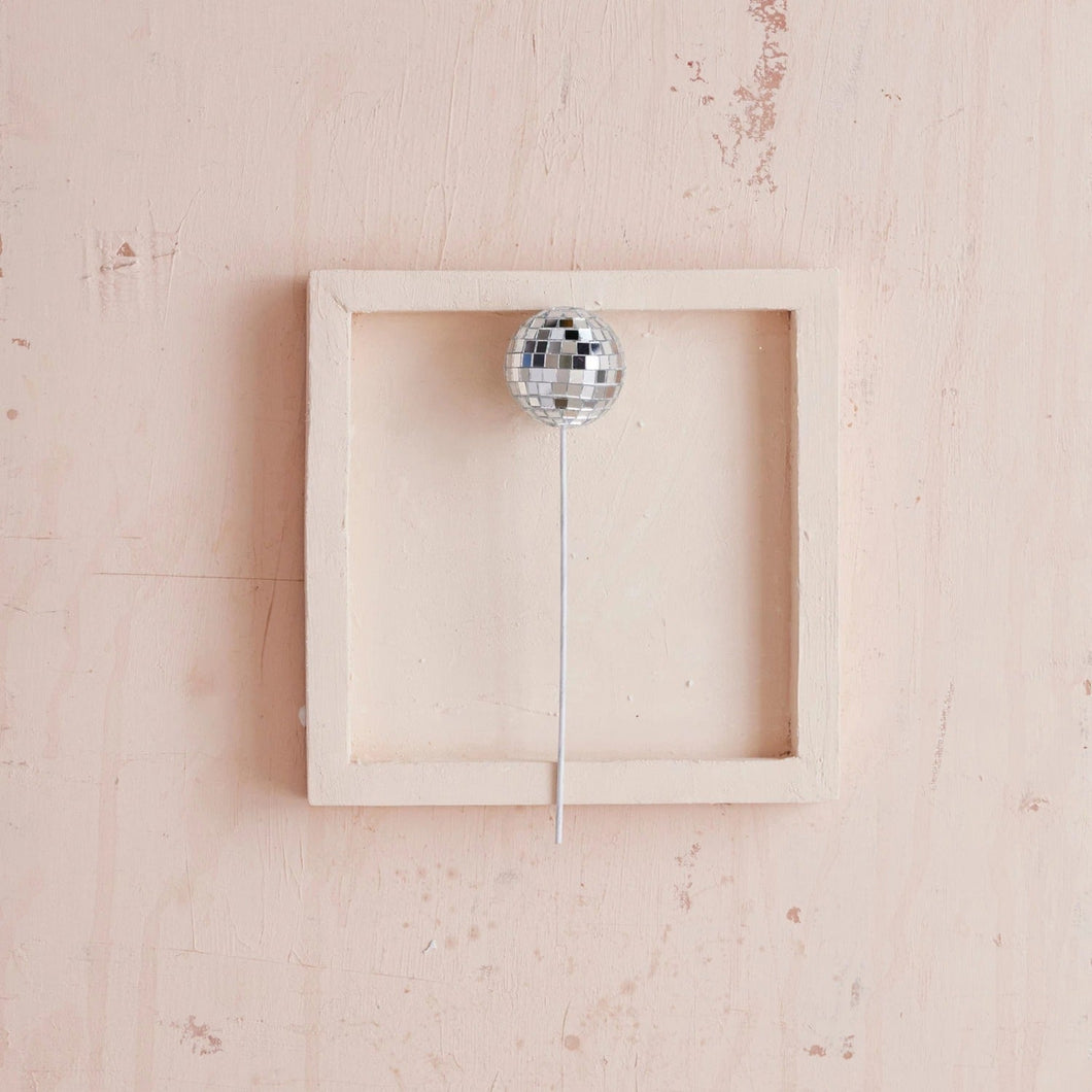 Mirrored Glass Mosaic Ball Plant Pick | Creative Co-op