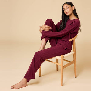 Softies | Vintage Velvet Raglan Crew Neck with Pintuck Wide Leg Pant