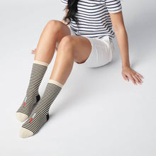Load image into Gallery viewer, Cole Thin Stripe Crew Socks — Midnight | Hooray Sock Co.