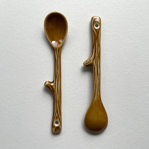 fort & field | Twig shape small handmade pottery Japanese coffee tea spoon