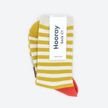 Load image into Gallery viewer, Eureka Regular Stripe Crew Socks — California Gold | Hooray Sock Co.