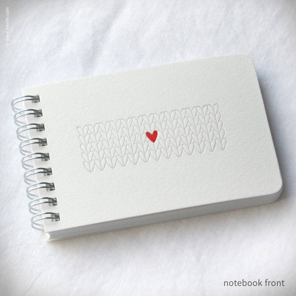 Heart Knitting Spiral Notebook | Inkello Letterpress