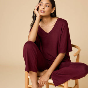 Dream Jersey Relaxed V-neck with Capri Lounge Set for Women | Softies
