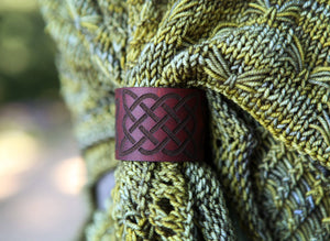 Leather Celtic Knot Shawl Cuff with Bronze Stud | Sunrise Grove