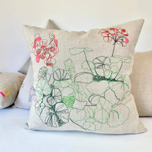 Load image into Gallery viewer, Geraniums Embroidered Pillow | K Studio