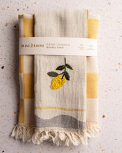 Load image into Gallery viewer, Lemon Hand-Stitched Towel Set | Olive &amp; Loom