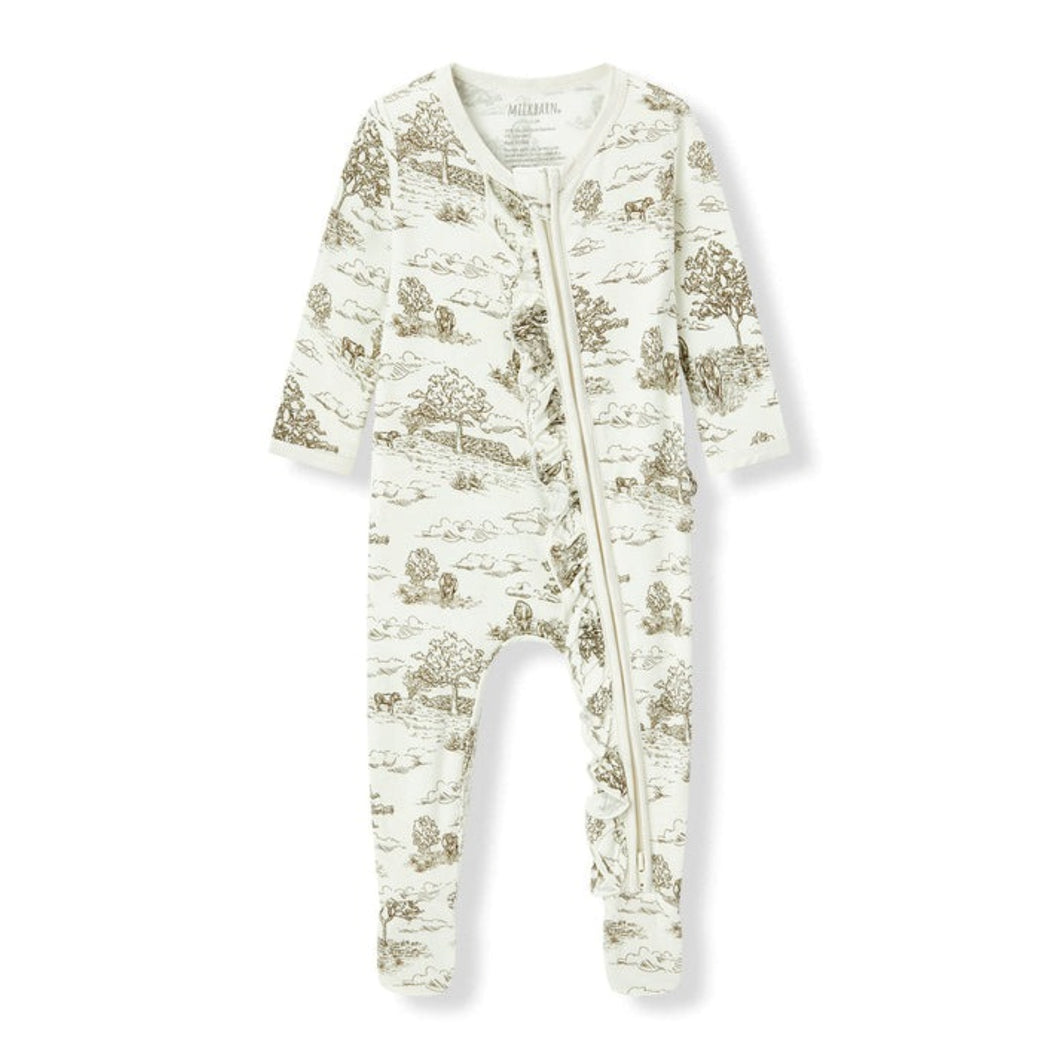 Ruffle Zipper Footed Romper | Milkbarn