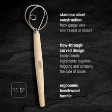 Load image into Gallery viewer, Beech Dough Whisk, 11.5” | Old Stone