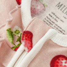 Load image into Gallery viewer, Strawberry Organic Cotton Ruffle Footed Romper | Milkbarn