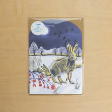 Load image into Gallery viewer, Winter Hares Die-Cut Card by Niki Bowers | Art Angels