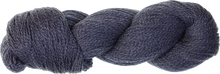Load image into Gallery viewer, Dark blue and gray skein of yarn on black and gray checkered background