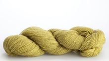 Load image into Gallery viewer, Isager Alpaca 2 yarn in color 40 on white background. Color 40 mostly shades of deep yellow and green