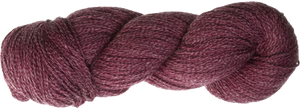 Dark pink and purple skein of yarn on black and gray checkered background