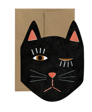 Load image into Gallery viewer, Black Cat Blink Die Cut Card | Isatopia