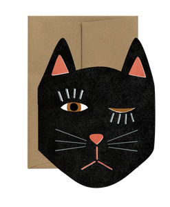 Black Cat Blink Die Cut Card | Isatopia