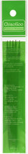 Load image into Gallery viewer, Back of double pointed needles plastic packaging in light green and white; &quot;ChiaoGoo, Premium Bamboo&quot; written at top of packaging and needle description written underneath 