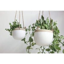 Load image into Gallery viewer, Boho Ceramic Hanging Planter Pot in White and Beige | Sprout &amp; About