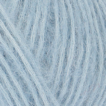 Load image into Gallery viewer, Close up of Rowan Alpaca Classic color 106. Strands in shades of white and light blue