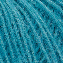 Load image into Gallery viewer, Close up of Rowan Alpaca Classic in color 107. Strands in shades of light and medium blue