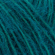 Load image into Gallery viewer, Close up of Rowan Alpaca Classic yarn in color 108. Strands in shades of green and medium blue