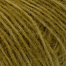 Load image into Gallery viewer, Close up of Rowan Alpaca Classic yarn in color 111. Strands in shades of light and deep yellow