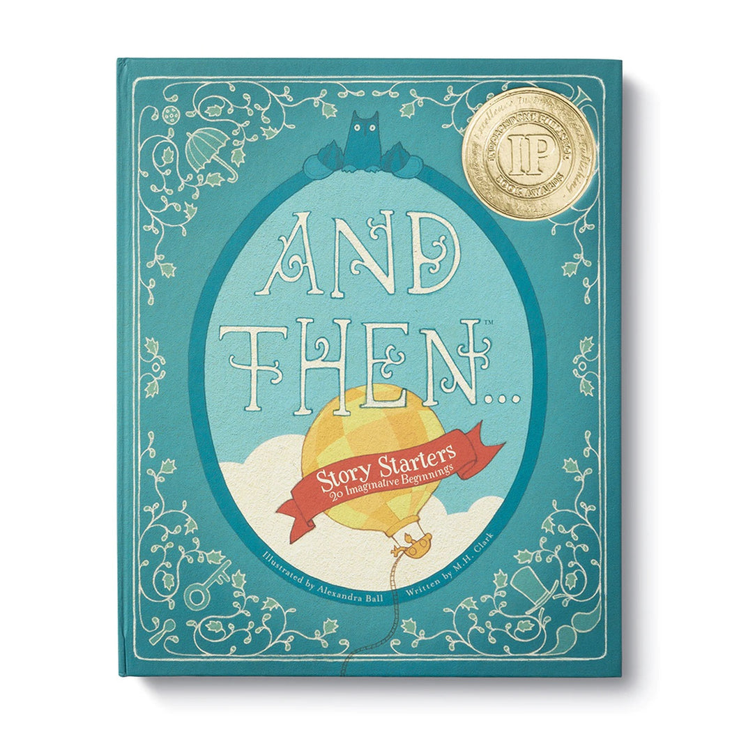 Children's story book in dark and light blue on white background. Cover reads 