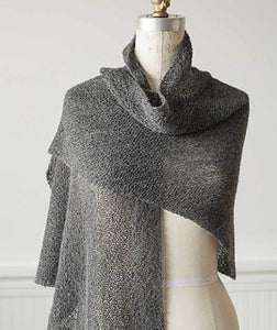 Image of mannequin wearing dark gray knitted wrap 