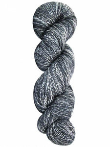 Image of dark gray and white skein of yarn on white background