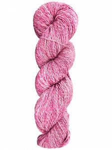 Image of light and hot pink skein of yarn on white background