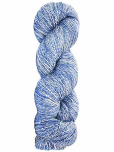 Image of light and dark blue skein of yarn on white background
