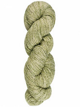 Load image into Gallery viewer, Image of light and medium green skein of yarn on white background