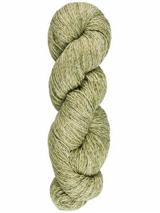 Image of light and medium green skein of yarn on white background
