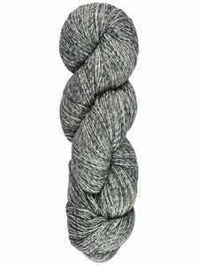 Image of green and light gray skein of yarn on white background
