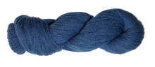 Load image into Gallery viewer, Dark and light blue skein of yarn on checked black and gray background