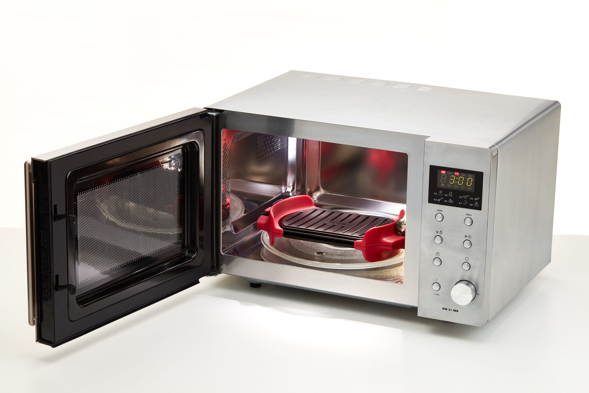 Lekue XL Microwave Grill, Sandwich Maker, Panini Press, Red