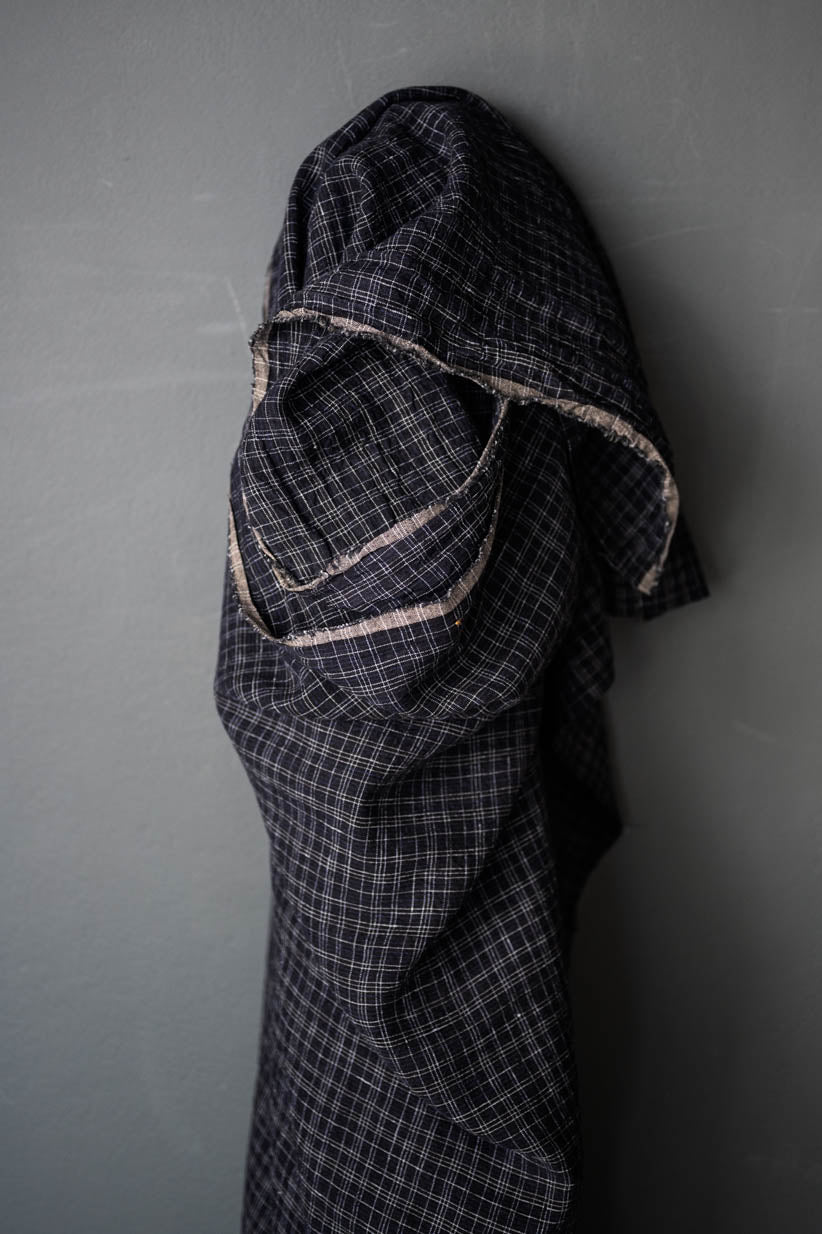 Wobble Navy Check Linen | Merchant & Mills