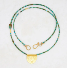 Turquoise w/ Halfmoon Talisman Necklace | River Song Jewelry