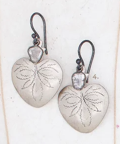 Etched Silver Heart Milagros Earrings | River Song Jewelry