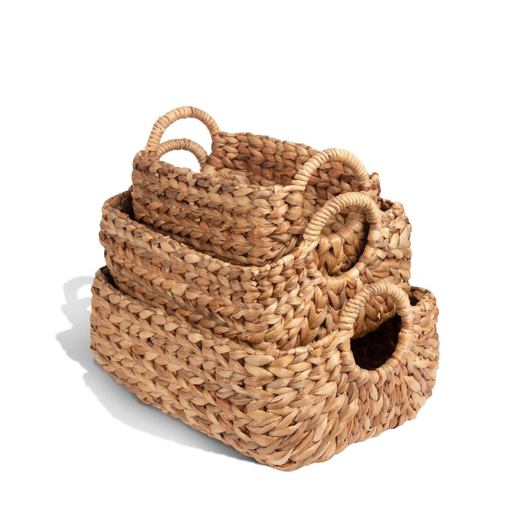 Woven Water Hyacinth Basket w/ Ring Handle | Montes Doggett