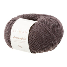 Load image into Gallery viewer, Rowan Alpaca Soft DK yarn in color Classic brown with white label on white background