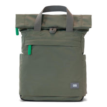 Load image into Gallery viewer, Gray ORI bookbag with light gray handles at top and green zipper tabs on side on white background