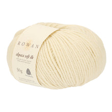 Load image into Gallery viewer, Rowan Alpaca Soft DK yarn in color Off White with white label on white background